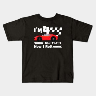 4th Birthday Kids Racing Car Racing Boys Kids T-Shirt